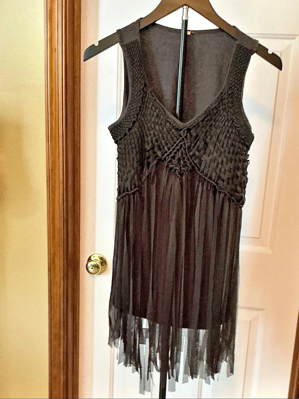 Black Fringed top Like New